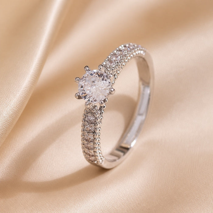 Minimalist White Gold Inlaid Zirconia Ring