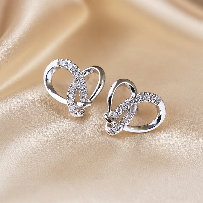 White Gold Zirconia Geometric Stud Earrings