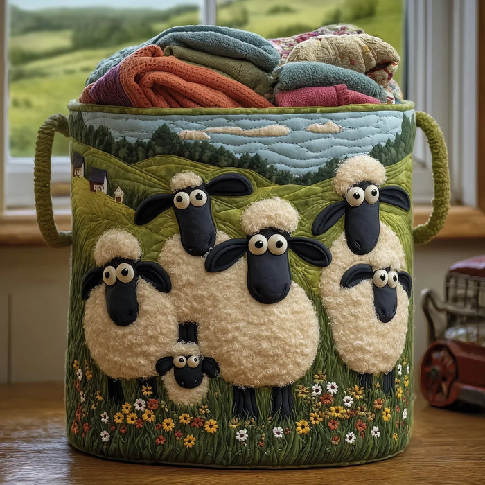 Elsie | Quilted Sheep Laundry Basket