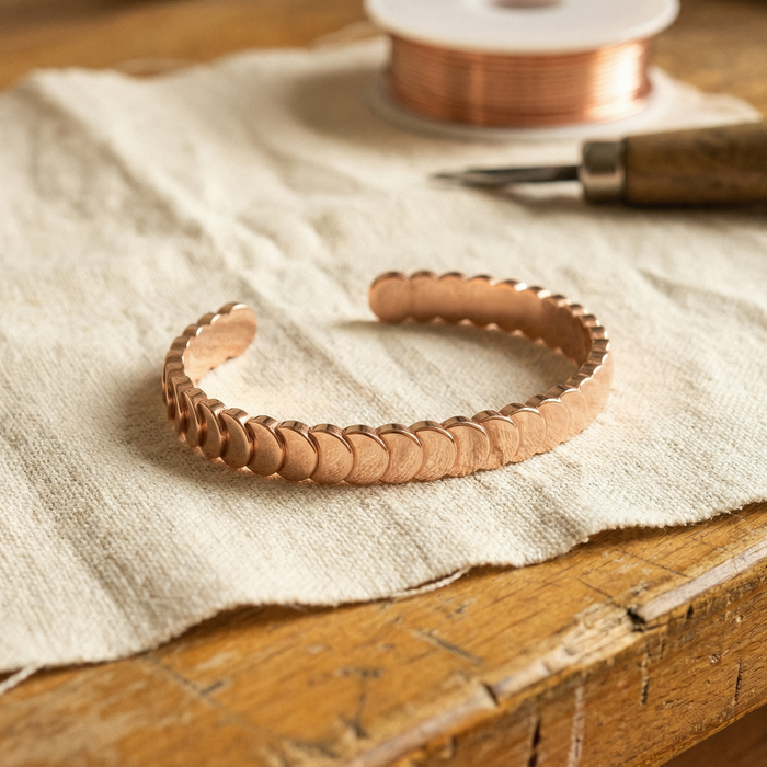 Isla | Scalloped Copper Scale Cuff Bracelet