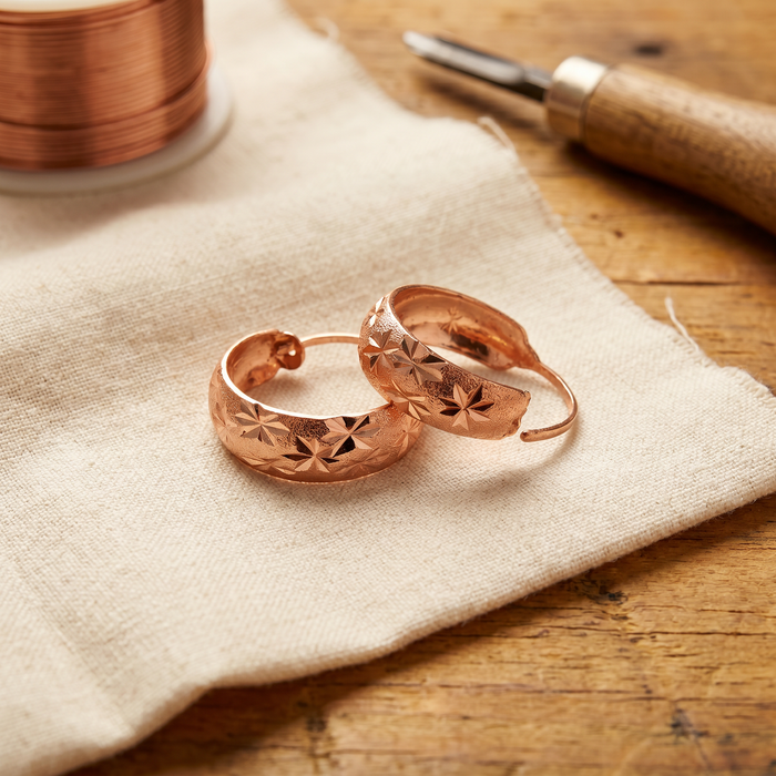 Zara | Hand-Engraved Copper Star Earrings