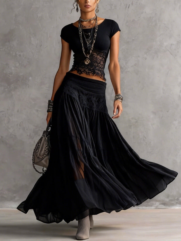 Eloise | Lace & Pleated Maxi Set