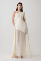 Asher Slinky One Shoulder Maxi Dress - Ivory