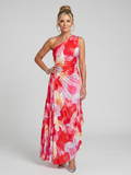 Winsley | One Shoulder Pleated Bodice Midi Dress