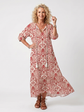 Iolani | Ornate Print Tassel Tie Midi Dress