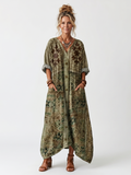 Seraphine | Button Front Embroidered Oversized Pocket Midi Dress