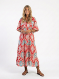 Karis | Paisley Print V Neck Short Sleeve Midi Dress