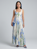 Calantha | Sleeveless Square Neck Floral Print Midi Dress