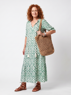 Elsbeth | Pattern V Neck Tassel Midi Dress