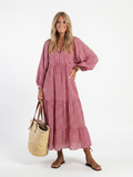 Roswitha | Geometric Print Long Sleeve Midi Dress