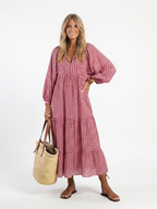 Roswitha | Geometric Print Long Sleeve Midi Dress