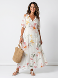 Graciela | Soft Floral Tiered Tassel Midi Dress