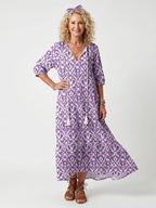 Fenella | Printed Tassel Tie Midi Dress