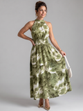 Ysolde | Gathered Waist Abstract Print Midi Dress