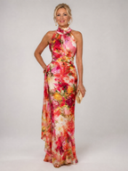 Idalia | Halter Neck Floral Print Maxi Dress