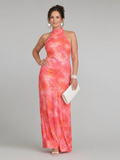 Thessaly | Halter Neck Printed Pattern Maxi Dress