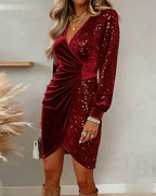 Briar | Shimmering V-Neck Midi Dress