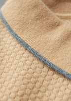 Premium Cashmere Sea Blue Two-Tone Polo