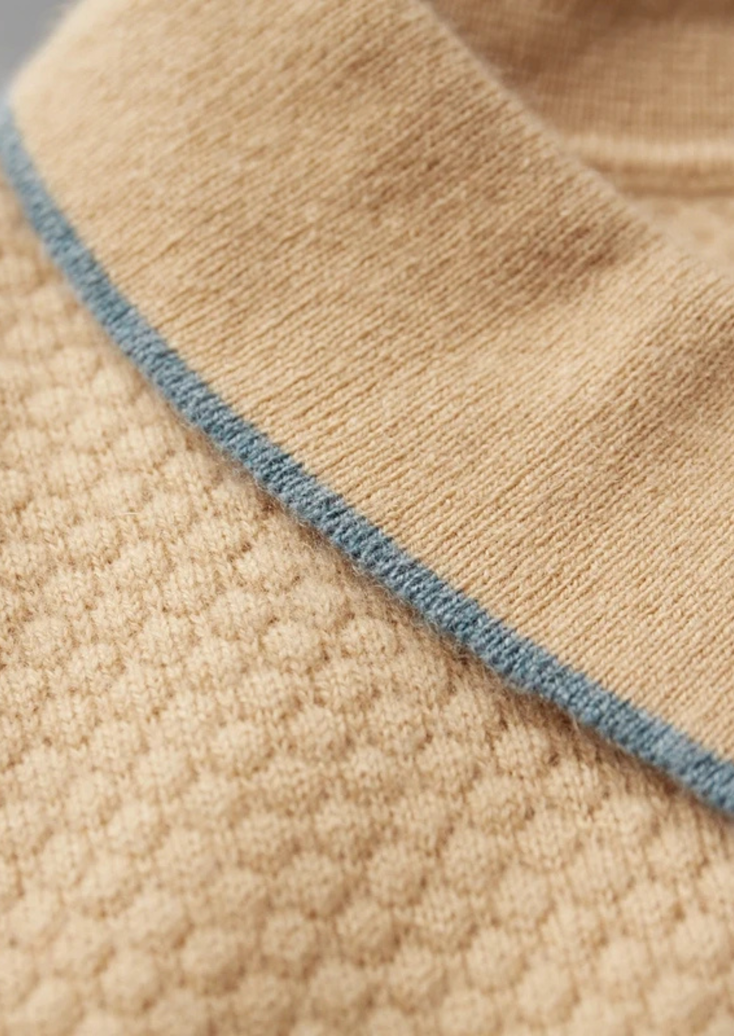 Premium Cashmere Sea Blue Two-Tone Polo