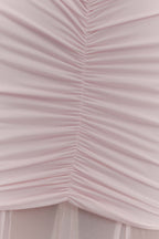 Caspian Slinky And Mesh Off Shoulder Maxi Dress - Pale Pink