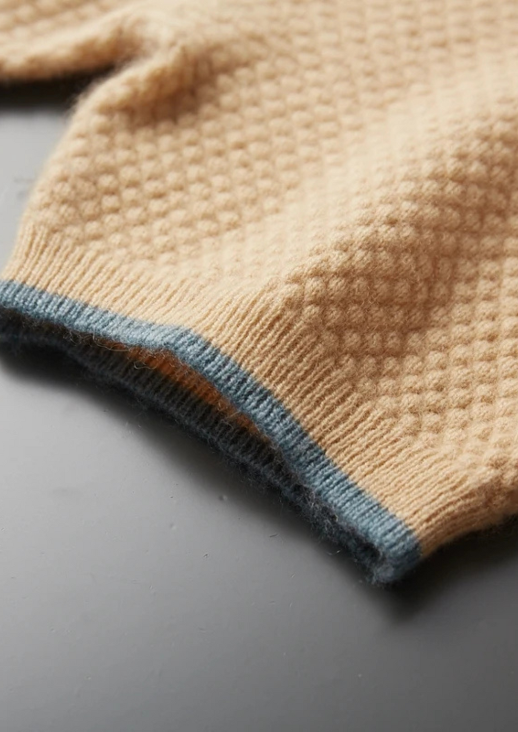 Premium Cashmere Sea Blue Two-Tone Polo
