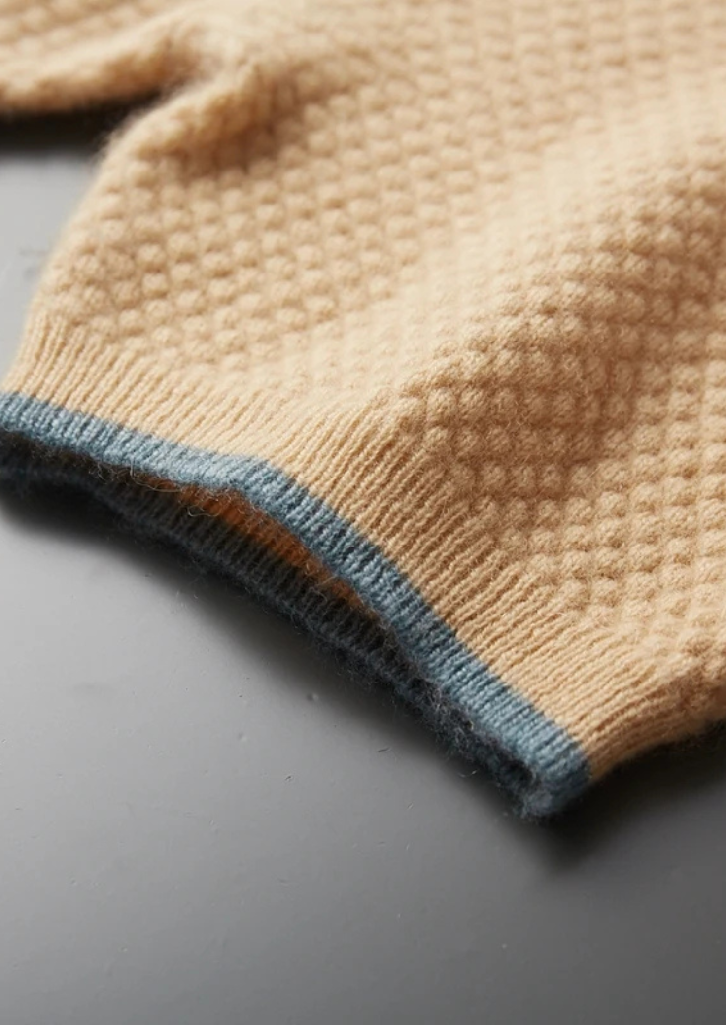 Premium Cashmere Sea Blue Two-Tone Polo