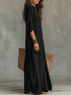 Sofia | Button-Front Bohemian Shirt Maxi Dress