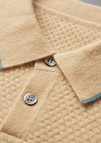 Premium Cashmere Sea Blue Two-Tone Polo