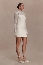Aurelie Long Sleeve Lace Mini Dress - Ivory