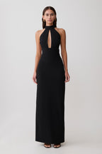 Elan Stretch Crepe Maxi Dress - Black
