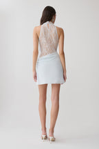 Arra Chiffon And Lace Halter Mini Dress - Ice Blue