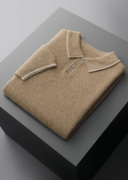 Premium Cashmere Sea Blue Two-Tone Polo