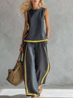 Elisa | Fluid Two-Piece Set with Contrast Details
