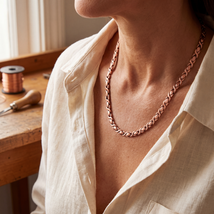 Adele | Interlocking X-Link Copper Chain Necklace