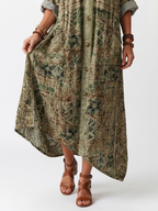 Seraphine | Button Front Embroidered Oversized Pocket Midi Dress