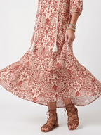 Iolani | Ornate Print Tassel Tie Midi Dress
