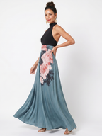 Selwyn | Halter Bodice Floral Skirt Maxi Dress