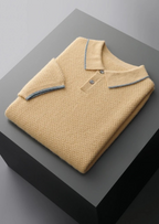 Premium Cashmere Sea Blue Two-Tone Polo