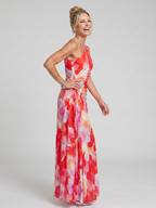 Winsley | One Shoulder Pleated Bodice Midi Dress