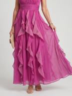 Marnie | High Neck Gathered Ruffle Layers Maxi Dress