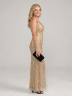 Corvina | Sequin Sleeveless Sheer Panel Midi Dress