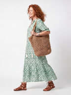 Elsbeth | Pattern V Neck Tassel Midi Dress