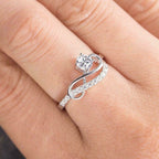 White Gold Infinity Swirl Wave Moissanite Ring