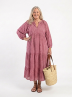 Roswitha | Geometric Print Long Sleeve Midi Dress