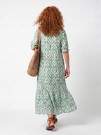Elsbeth | Pattern V Neck Tassel Midi Dress
