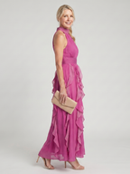 Marnie | High Neck Gathered Ruffle Layers Maxi Dress