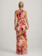 Idalia | Halter Neck Floral Print Maxi Dress
