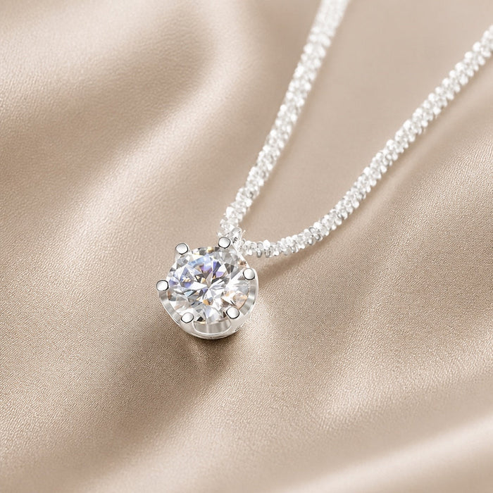 Timeless White Gold Zirconia Inlaid Necklace