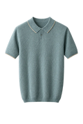 Premium Cashmere Sea Blue Two-Tone Polo