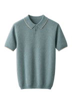 Premium Cashmere Sea Blue Two-Tone Polo